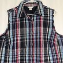 cj banks Multicolor Plaid Quilted Snap Front Vest Women’s Plus Size 1X Photo 2