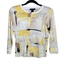 White House | Black Market  Zipper Stretch Light Weight Cardigan S Yellow White Blk Photo 0