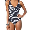 Coco reef Contours  Striped Black & White One Piece Swimsuit Twist 8 32D New Photo 0