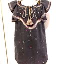 Ban Jara  Cotton Embroidered Navy Blue Boho Sheath Dress Women's Size S Photo 3