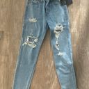 Levi's Wedgie High Rise Tapered Leg light wash destroyed destructed denim jeans 24 NWT Photo 0