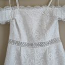 Francesca’s Cute Romper off Shoulder Lace Crochet Shorts size Small White Photo 2