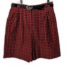 Counterparts Vintage 90's  Plaid Corduroy Bermuda Shorts Pleated Belted Red Blue Photo 0