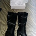 Black Leather High Knee Boots Size 7 Photo 2