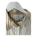 kim rogers  Tan & White Stripe Button Up Top Women's 16 Cuff Hems Photo 2