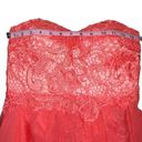 Daisy  FORMALS CORAL PINK HIGH LOW CHIFFON LACE STRAPLESS SWEETHEART DRESS SMALL Photo 6