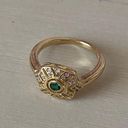 Madewell NWOT  gold toned cubic zicronia ring with emerald green CZ stone Photo 1