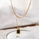 Onyx Necklace, Double Layered Necklace Set, Gold Necklace Set Photo 1
