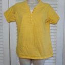 kim rogers  gold/white polka top 2 piece look knit top M button trim Photo 0