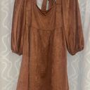 A. Calin Suede Brown Babydoll Dress Photo 5