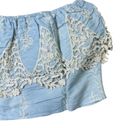 Sans Souci  Baby Blue Embroidered Lace Tube Top Medium Photo 2