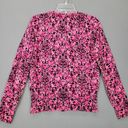 Jones New York  Women Shirt Size M Pink Preppy Floral Knit Button Up Long Sleeves Photo 2