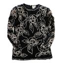 Oleg Cassini Authentic  Vintage Beaded Black Silk Floral Top Blouse Photo 0