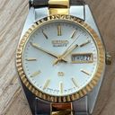 Seiko  SQ Ladies Watch White Dial Day Date Window Two-Tone Bracelet Vintage Photo 1