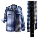 Isaac Mizrahi  Live Blue White Gingham Print Roll Tab Sleeve Button Shirt Size 16 Photo 5