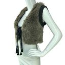 Juicy Couture  Women Size P (XS) Cable Knit Faux Fur Tie Vest Heather Deep Caviar Photo 3