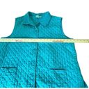 Coldwater Creek  Women’s Quilted Vest Large Teal Full Button Up Pockets READ Photo 3