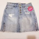 Bongo  light wash denim skirt distressed button zip Photo 6