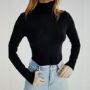 Madewell  Womens Black Turtleneck Long Sleeve Thong Bodysuit Size XS Photo 0