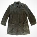 Bernardo  Collection Women's Green Leather Suede Button Down Jacket Coat Photo 1