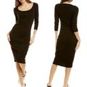 James Perse  Black Ribbed Bodycon Midi Dress Photo 1