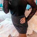 Rhinestone Fishnet Long Sleeve Shirt Size M Photo 2