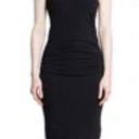 James Perse NWT  Dress Skinny Sheath in Black Ruched Stretch Cotton Jersey 1/Sm Photo 1