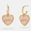 Coach  Pink Enamel Drop Heart Earrings NWT Photo 0