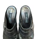 Brighton  Rhyme Leather Mules Heels Buckle Snakeskin Embossed Black Women Size 6M Photo 2