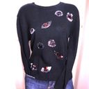 Divided H&M  Embellished Sequin Flip Color Spooky Eyes Fuzzy Sweater Black XS Photo 6