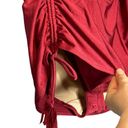 Cacique  Swim Ruched Side Skirted Bikini Bottom Maroon Red Size 28 New Photo 5