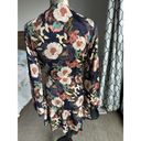 Lulus Navy Blue Floral Satin Wrap Dress Long Sleeve V Photo 3