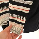 NYDJ  NOT YOUR DAUGHTERS JEANS Black Cream Striped Mixed Media Short Sleeve Top L Photo 5