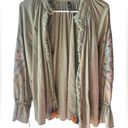 ZARA  Embroidered Pom Pom Boho  Army Green Jacket Photo 2