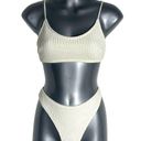 Women’s Minimalistic Abstract Ribbed Wavy White Bikini Set Size Small Photo 0