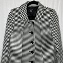 Tahari Hounds Tooth Lined Mid Length Coat Black and White Size 6 Women Photo 2