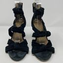 Raye  Revolve Nat Black Suede Knotted Heels Strappy Knot EU 39.5 Fits US 8.5 Photo 8