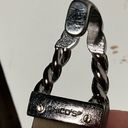 Chico's Chico’s leather belt silver crackled metallic adjustable slider S/M Photo 6