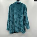 Lane Bryant Vintage  Blue Velvet Floral Long Sleeve Turtleneck Sweater Sz 18/20 Photo 3