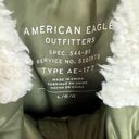 American Eagle AEO Flight Bomber Jacket Sherpa-Lined Hooded Satin Green L Photo 2