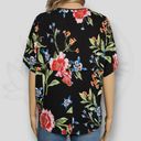 Carmen Marc Valvo Carmen Marc Volvo Black Floral Dolman Short Sleeve Oversized T-Shirt Size XS Photo 3