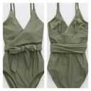 Aerie  Green Wrap One Piece Swimsuit- Size Small Long Photo 2