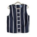 Draper James  Lacey Striped Top Navy Size 14 Tank Eyelet Lace Photo 1