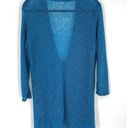 Coldwater Creek  Women's Slub Knit Linen Blend Long Cardigan Blue Green Medium Photo 0