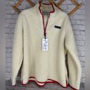 Piper SmartPak  Sherpa quarter Zip Pullover sweatshirt Size Large Ivory Barn Red Photo 11