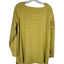 L.L.Bean  Womens Long Sleeve Top Size 1X Yellow Stripe Supima Cotton Square Neck Photo 1