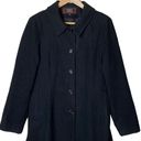 Vintage Stephanie Mathews Wool Coat Black Longline Button Front, size Medium Photo 1