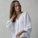 CP Shades  Long Sleeve Linen Top in White L Photo 9