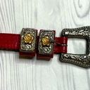 Vintage Red Leather Two Tone Western belt Large Photo 1