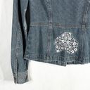 DKNY  Small Jean Jacket Reworked Denim Hand Embroidered Bleached Distressed 509 Photo 8